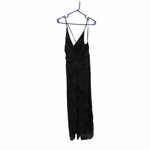 Jonathan Simkhai Black White Polka Dot Spaghetti Strap V neck Jumpsuit Size 4
